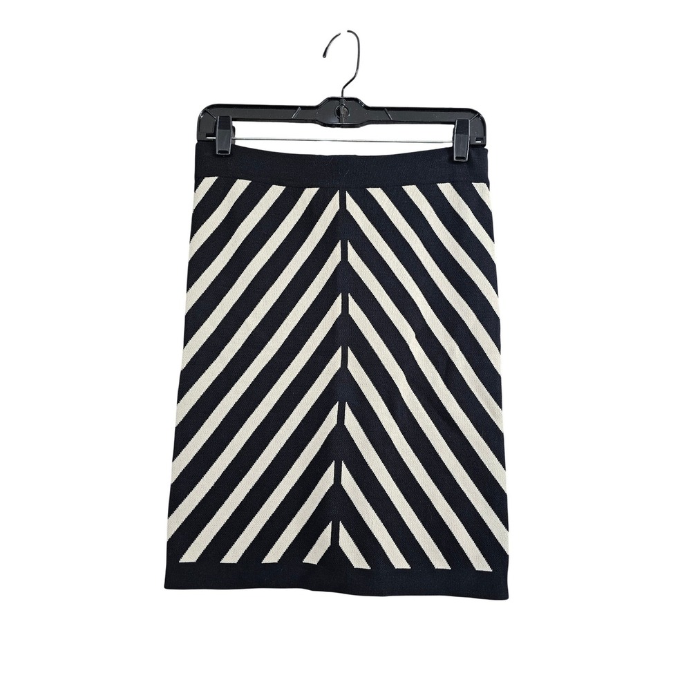 Philosophy Republic Clothing Skirt Womens S Black Ivory Striped Knit Chevron NEW